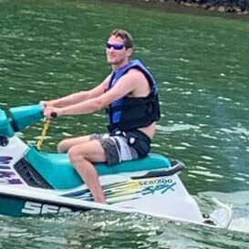 Justin on a jet ski